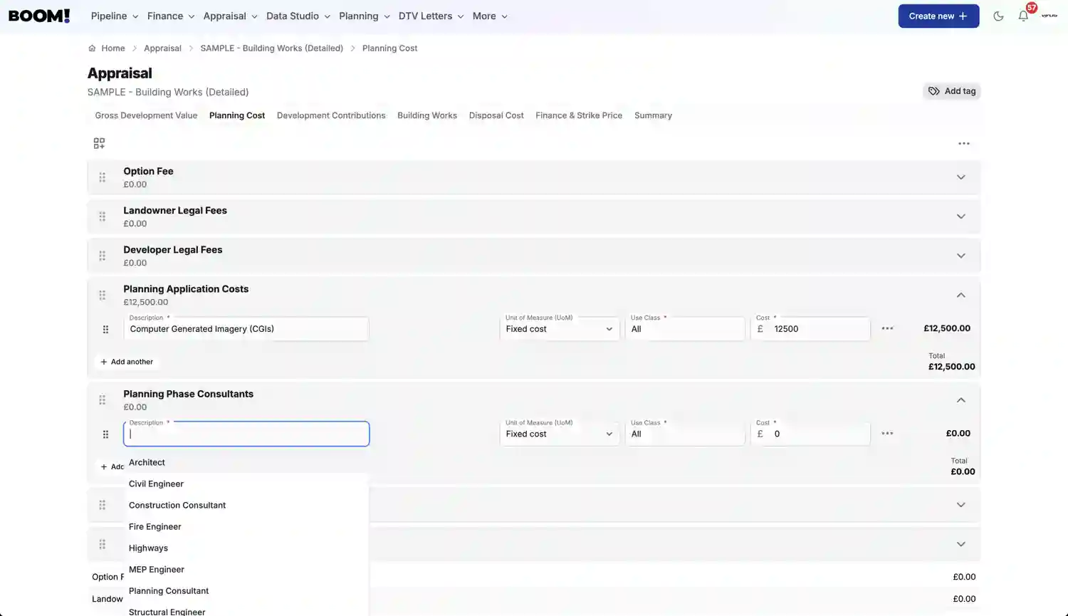 BOOM! Appraisal Planning screenshot light
