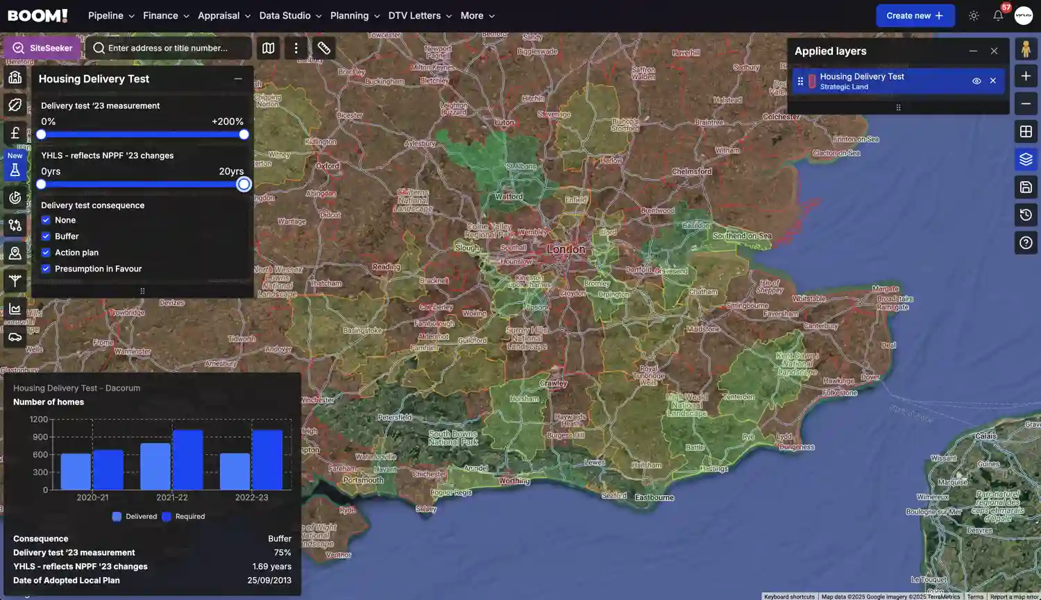 BOOM! Data Studio Housing Delivery Test screenshot dark