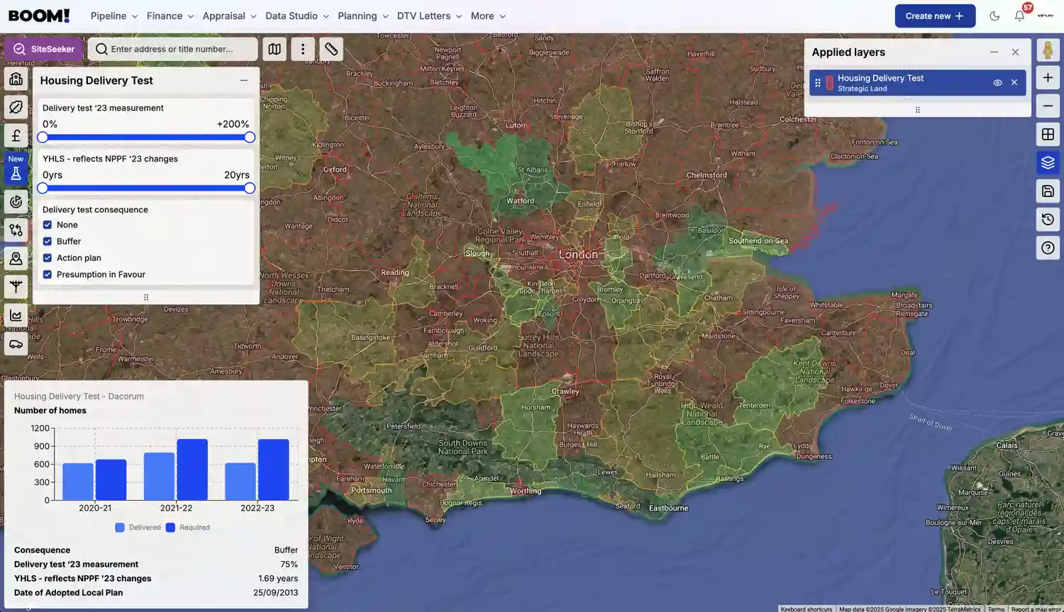 BOOM! Data Studio Housing Delivery Test screenshot light