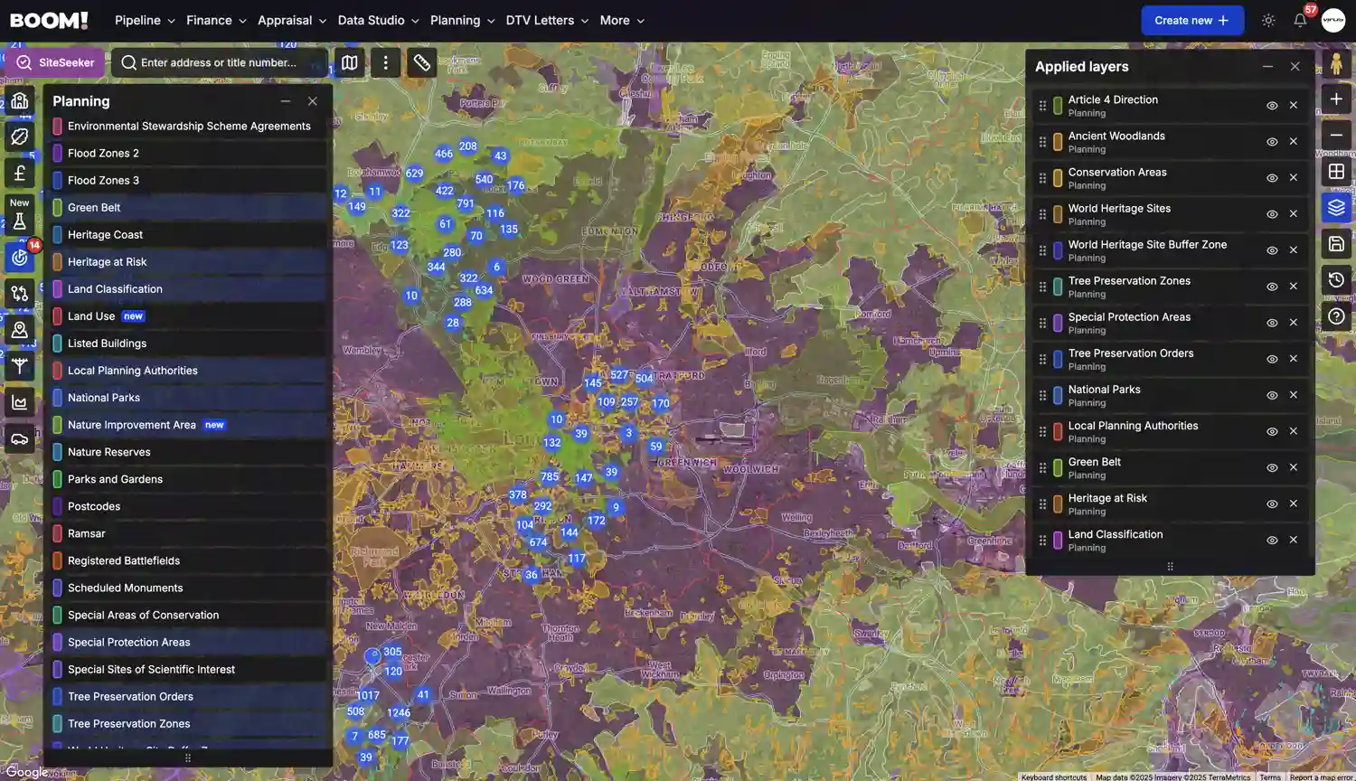 BOOM! Data Studio Planning screenshot dark