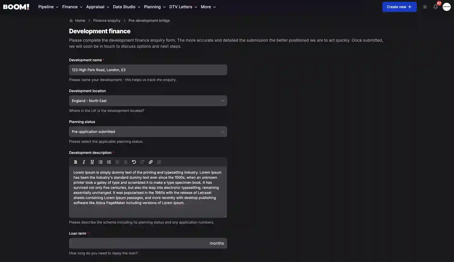 BOOM! Planning screenshot dark