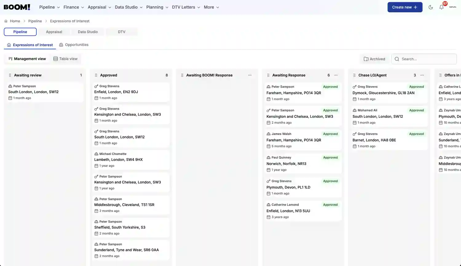 BOOM! Dashboard screenshot light