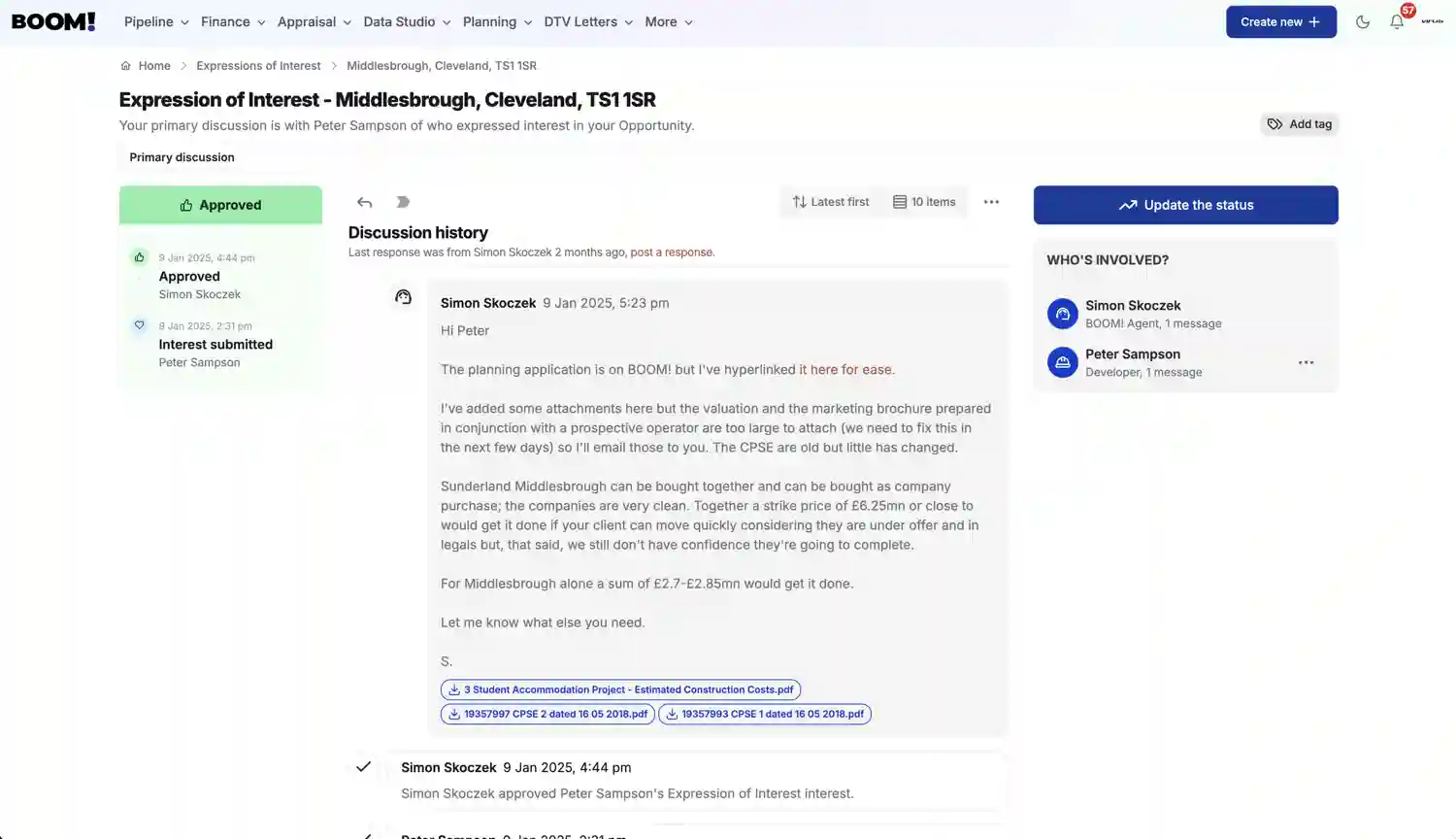 BOOM! Expression of Interest screenshot light