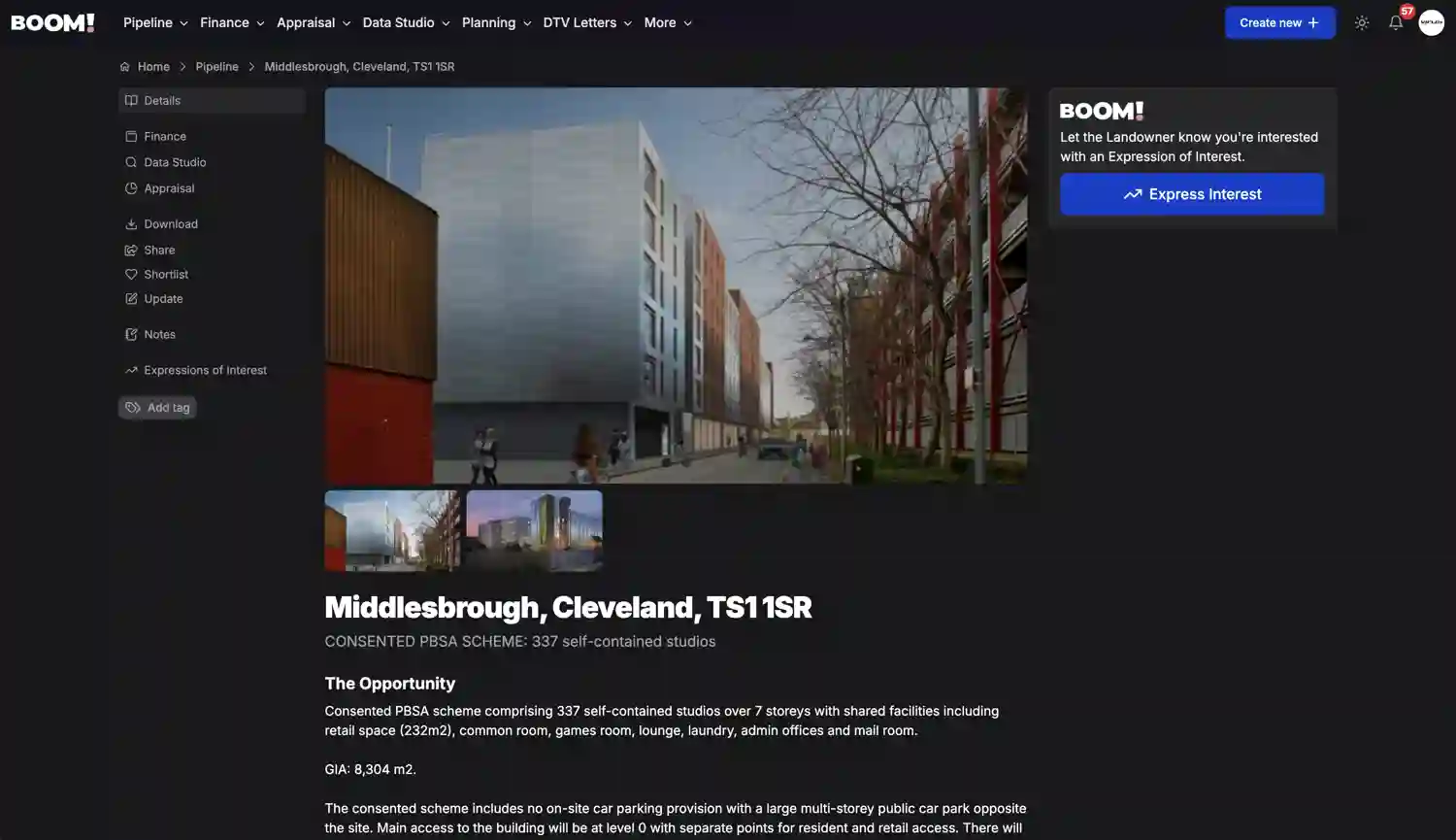 BOOM! Opportunity Listing screenshot dark