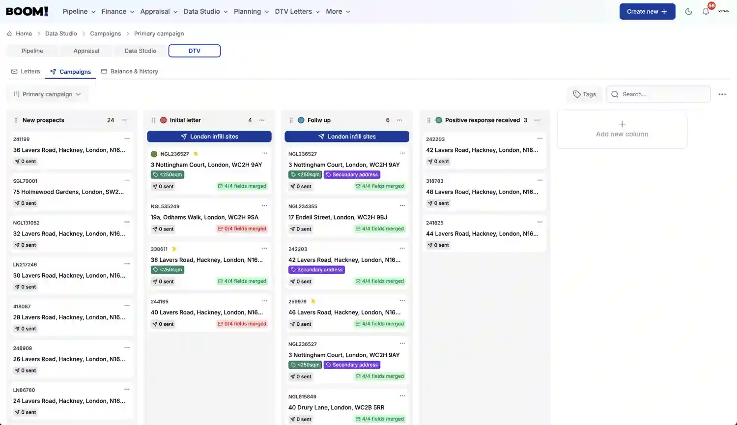 BOOM! Workflows & DTV Campaign screenshot light