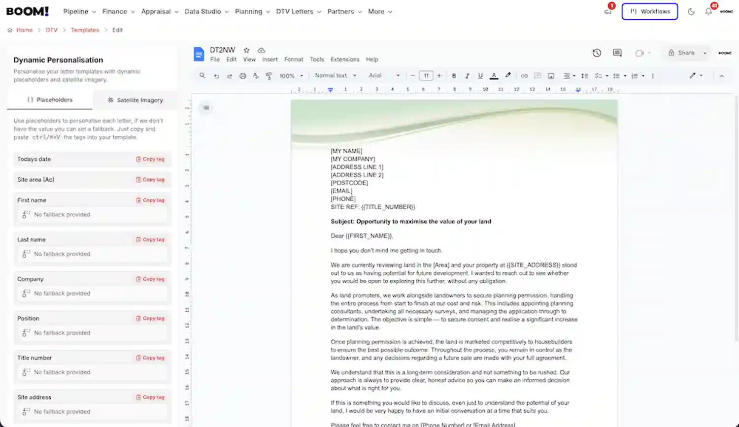 BOOM! Workflows & DTV Letter screenshot light
