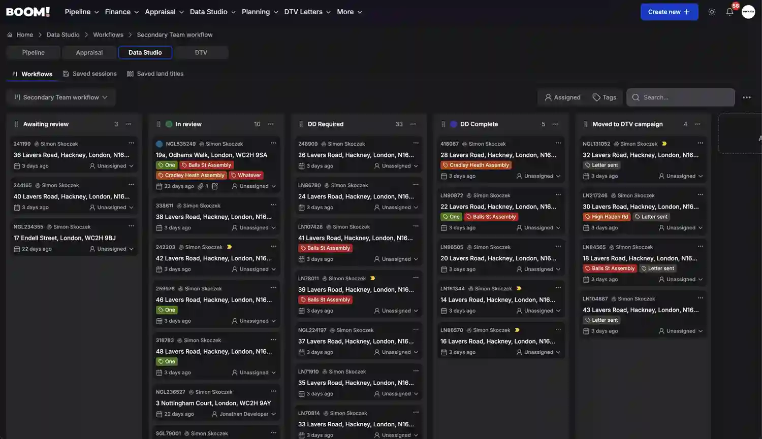BOOM! Workflows & DTV workflow screenshot dark